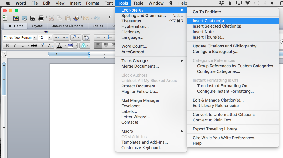 word 2017 for mac endnote x87